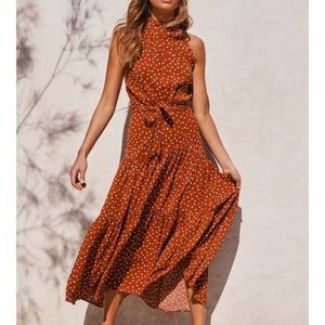 Littlelace Jaqueline Rust Polka Dot Dress